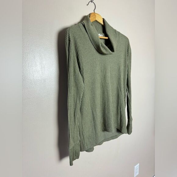 Sage Green Jane and Delancey Ribbed Cowl Sweater Size M EUC - Picture 3 of 5